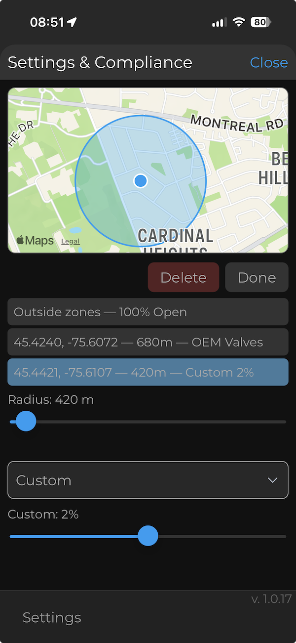 Valve Controller app screen 6