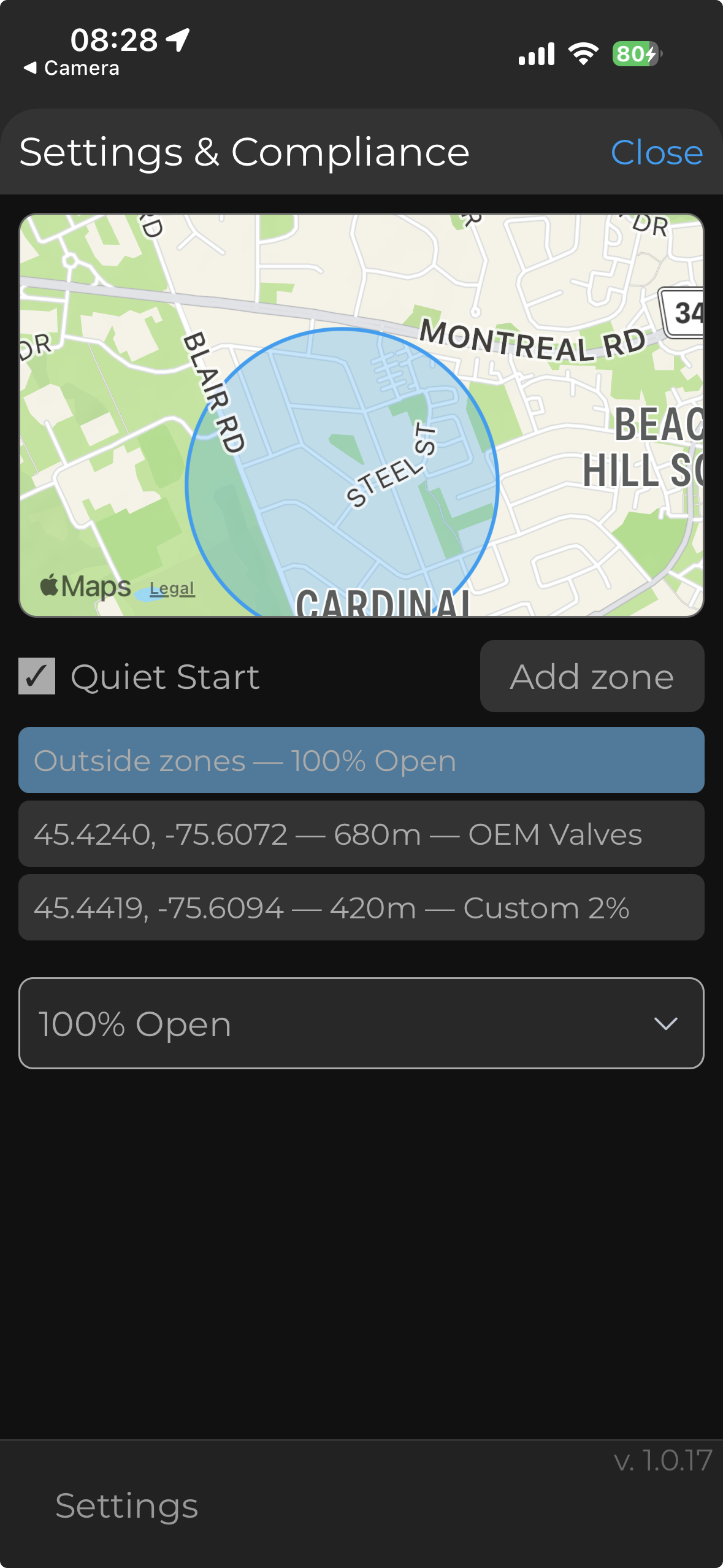 Valve Controller app screen 7